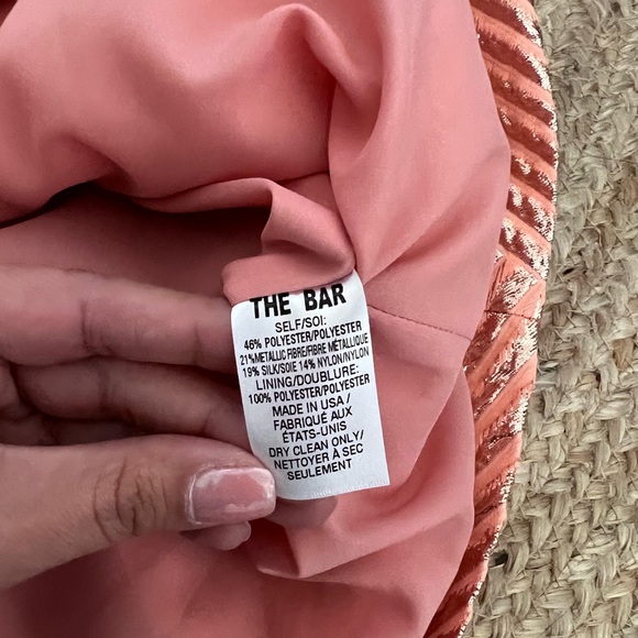 The Bar Logan Metallic Mini Dress in Peach - Picture 6 of 11